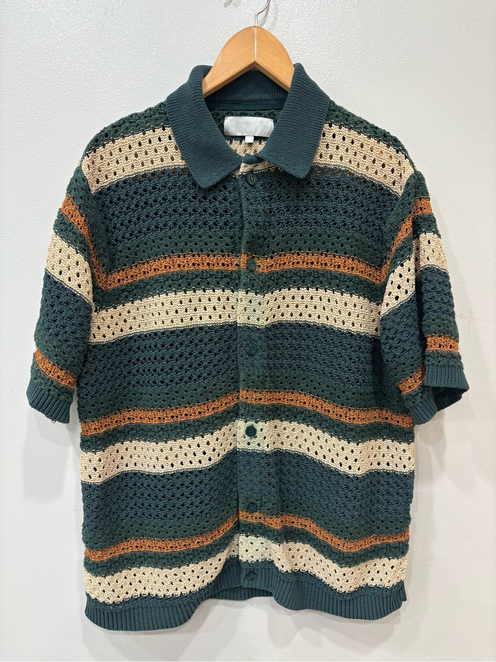 Kith Thompson Crochet Chronicle Green & Tan Button Down Shirt Men’s Size Large